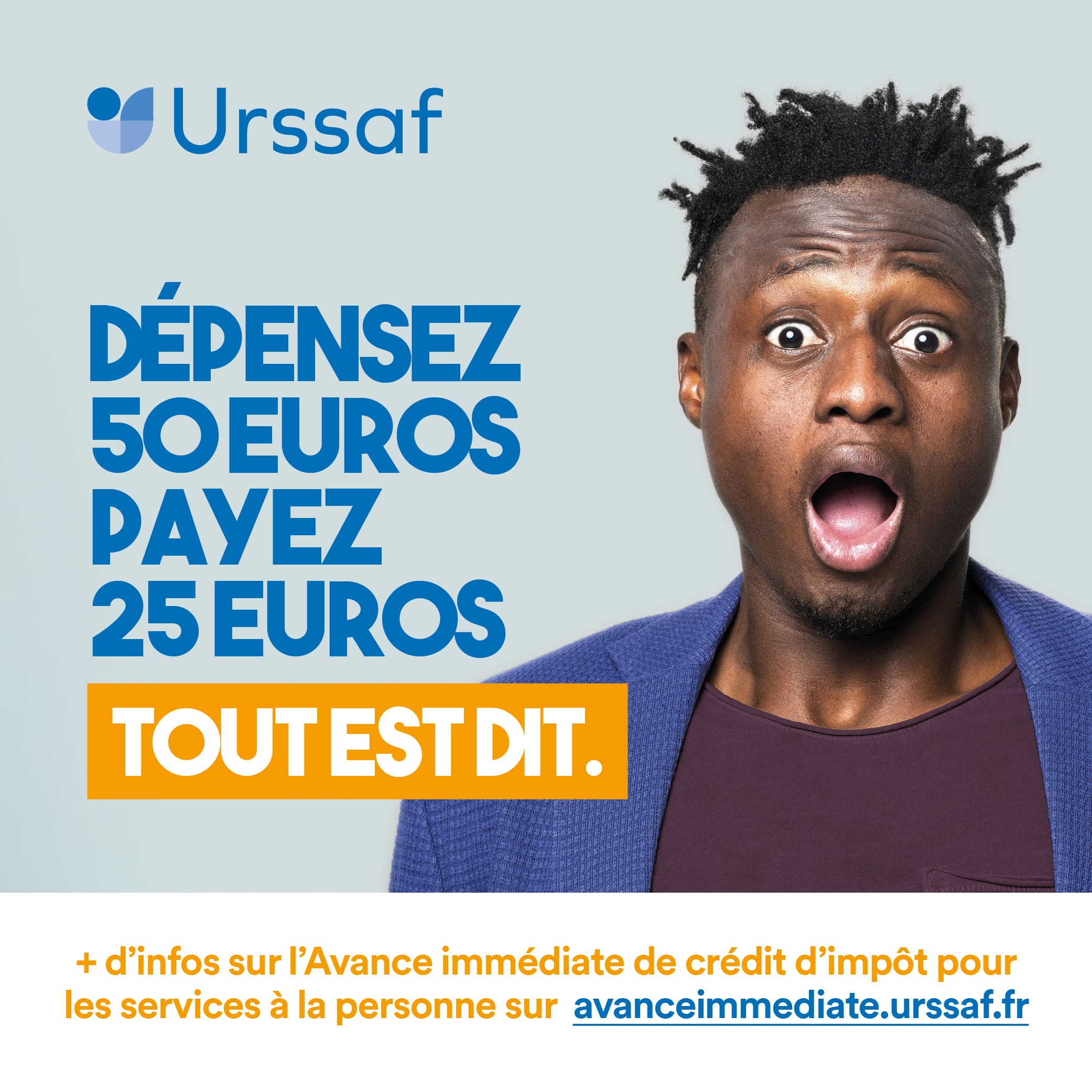 Visuel RS carré homme Dépensez 50 euros payez 25 euros